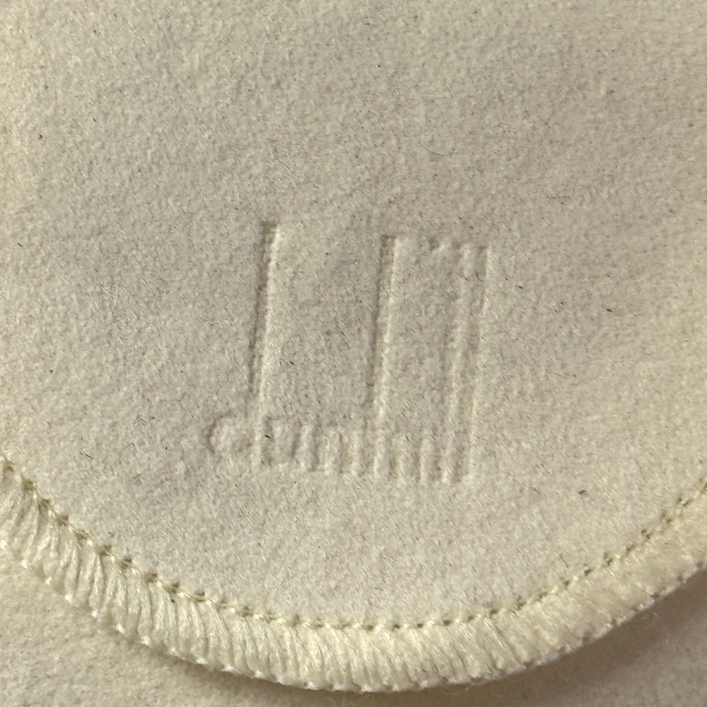 Dunhill Made in Italy Gold-Tone & Black Textured Leather Oval Keychain Key Fob‎